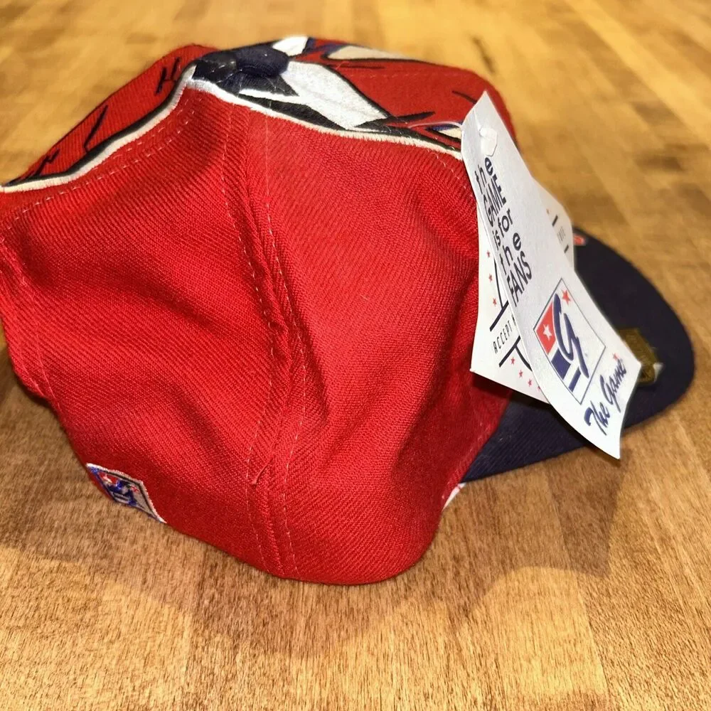 VINTAGE NWT 90' CLEVELAND INDIANS BIG INDIAN HEAD MLB‎ BLUE/RED WOOL SNAPBACK